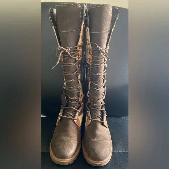 Timberland Patchwork Knee-High Leather Boots Size 11 - Picture 4 of 16